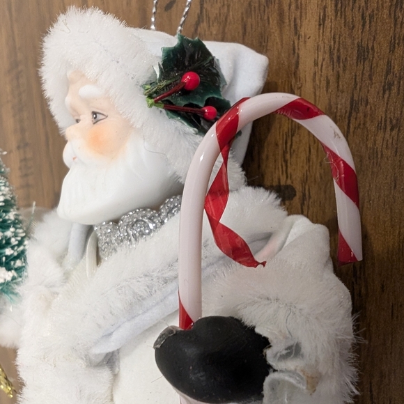 Vintage Father Christmas Ornament 7" Ceramic Santa White Robe Kurt Alder Style - Picture 10 of 11